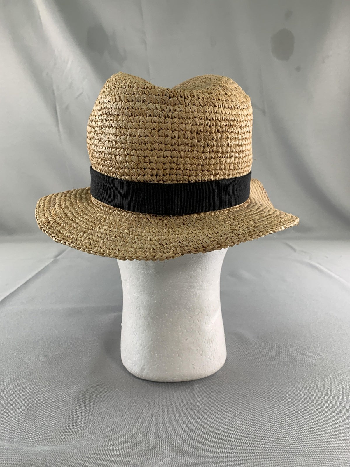 J.Crew Hat Panama Fitted Womens Medium Beige Straw Wide Brim Sun Travel Summer