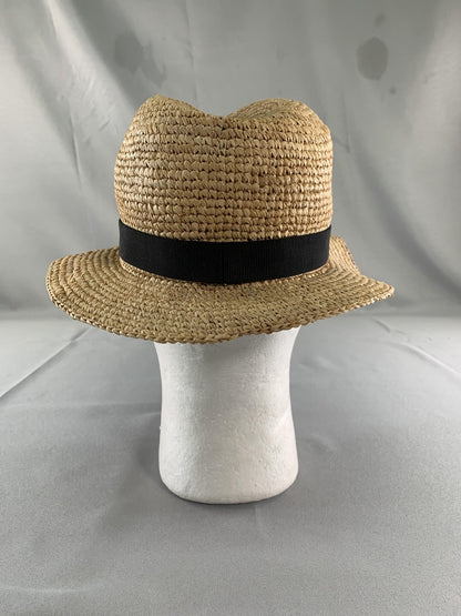 J.Crew Hat Panama Fitted Womens Medium Beige Straw Wide Brim Sun Travel Summer