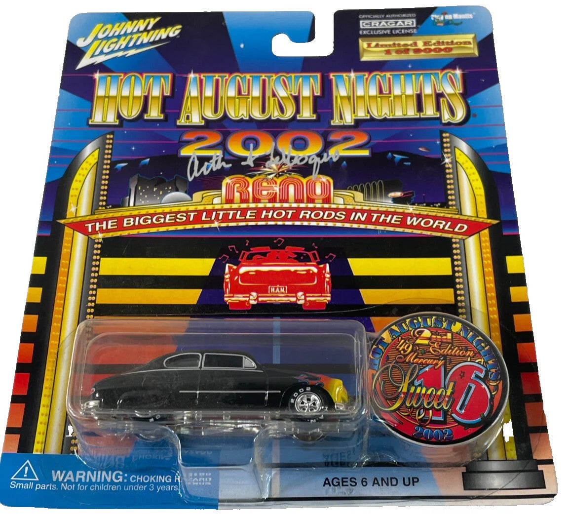 Johnny Lightning 49 Mercury Hot August Nights 2002 Black Flames Limited w Pin
