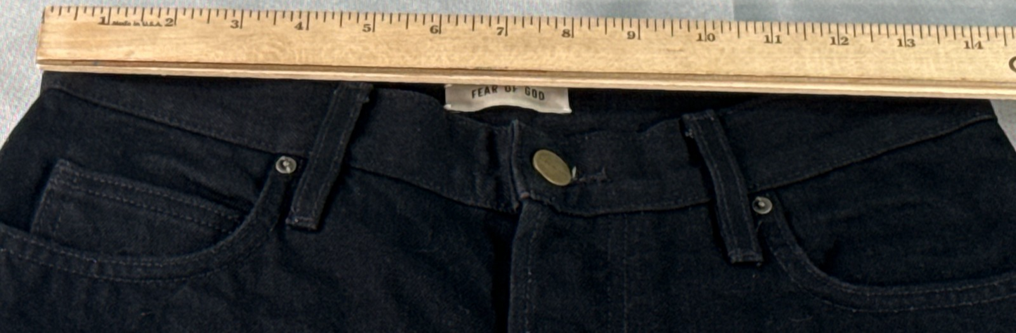 Fear of God Jeans 28 Black Denim Straight Leg Raw Hem Selvedge Fourth Collection