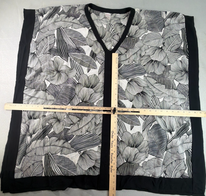 Merona Floral Kimono Cover Up Womens Large Black White Lightweight Open Front