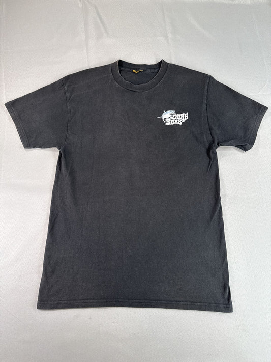 Dark Seas Shark Graphic Tee medium Black Unisex Cotton Short Sleeve Crewneck