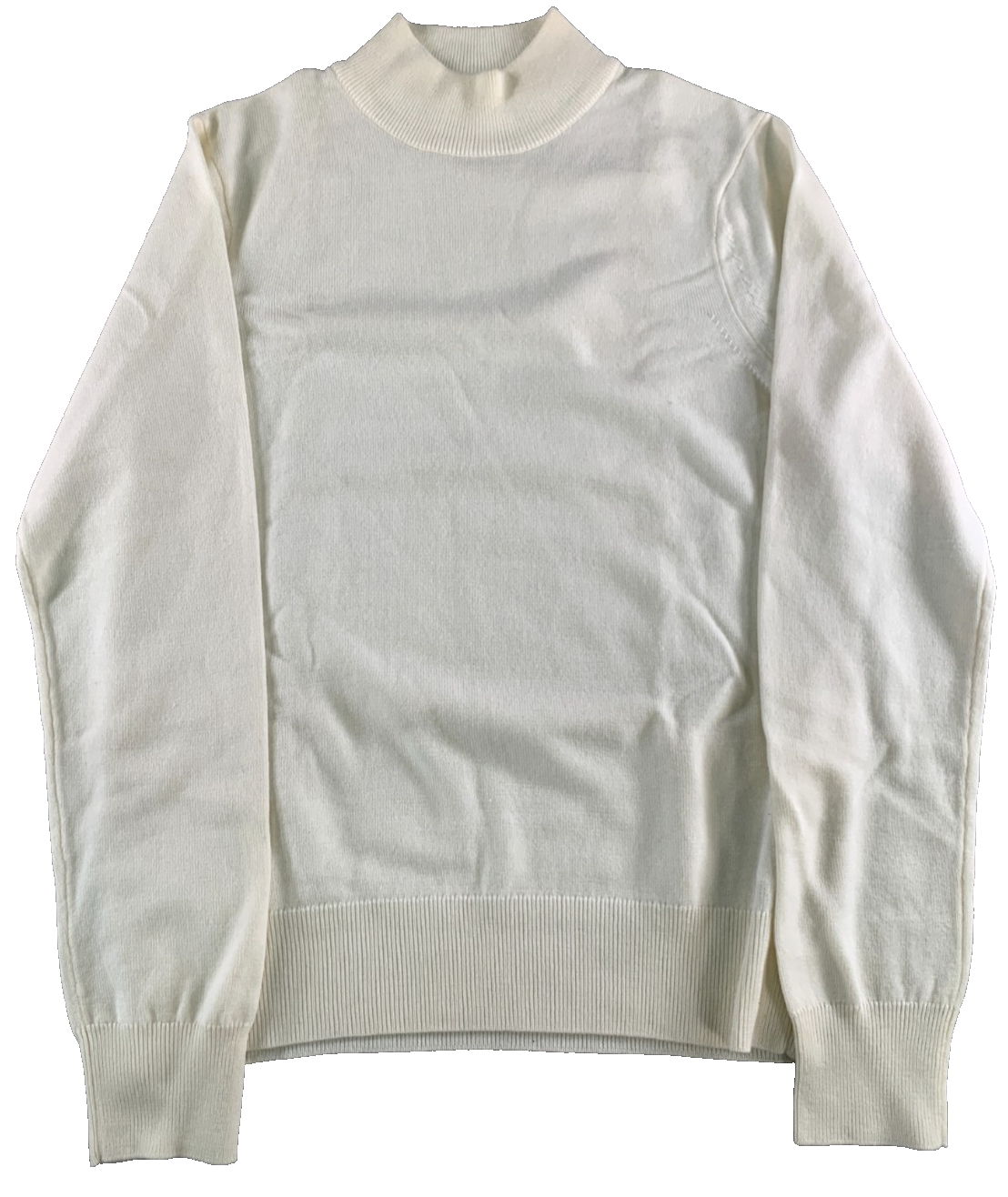 Sandro Paris Women XS Ivory Mock Neck Fine Knit Pullover Sweater Minimalist