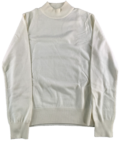 Sandro Paris Women XS Ivory Mock Neck Fine Knit Pullover Sweater Minimalist