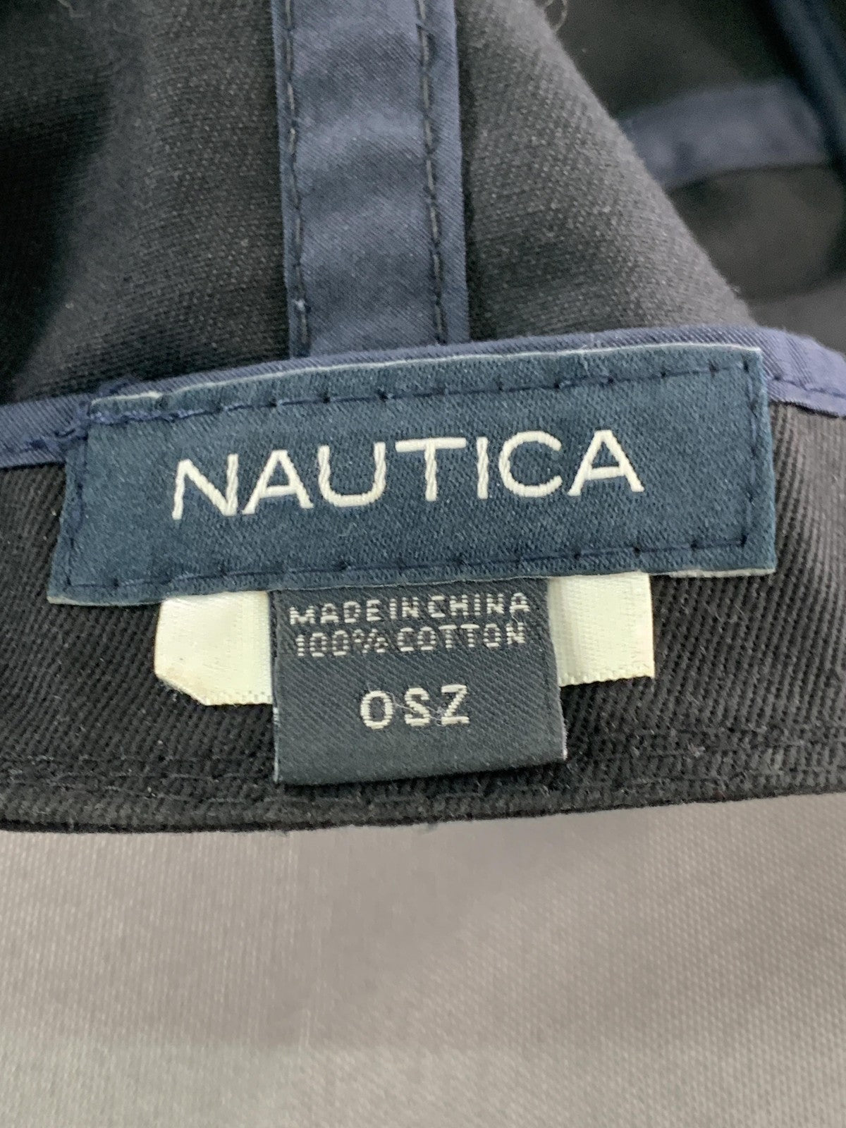 Nautica Hat Cap Strap Back Mens One Size Black Embroidered Sail Nautical Cotton