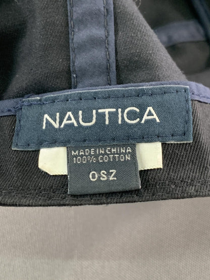 Nautica Hat Cap Strap Back Mens One Size Black Embroidered Sail Nautical Cotton