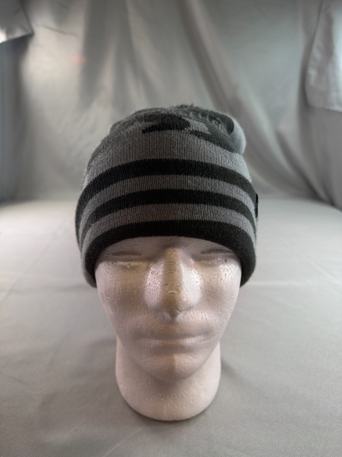 North Face Ski Tuke Bear Pom Beanie Reversible Gray Black 1966 Knit Hat OS NWT