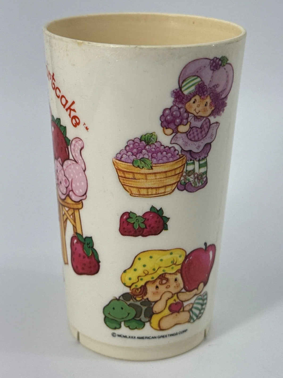 Strawberry Shortcake 1980 Plastic Cup Mug Deka Vintage American Greetings Pink