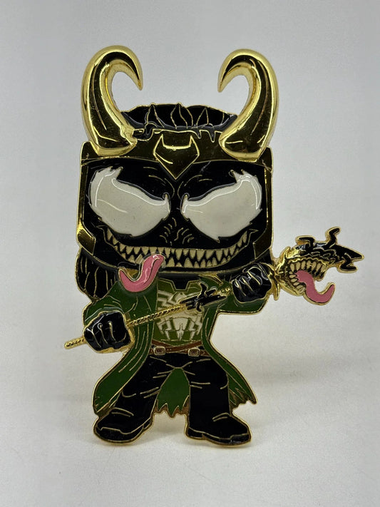 Funko Pop Marvel Venomized Loki #16 Enamel Pin Large Black White Pre-Owned NWT