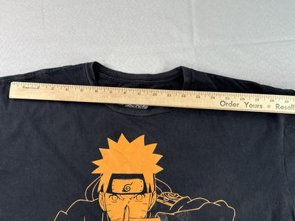 Naruto Shippuden Graphic Tee Mens XL Black Cotton Distressed Short Sleeve