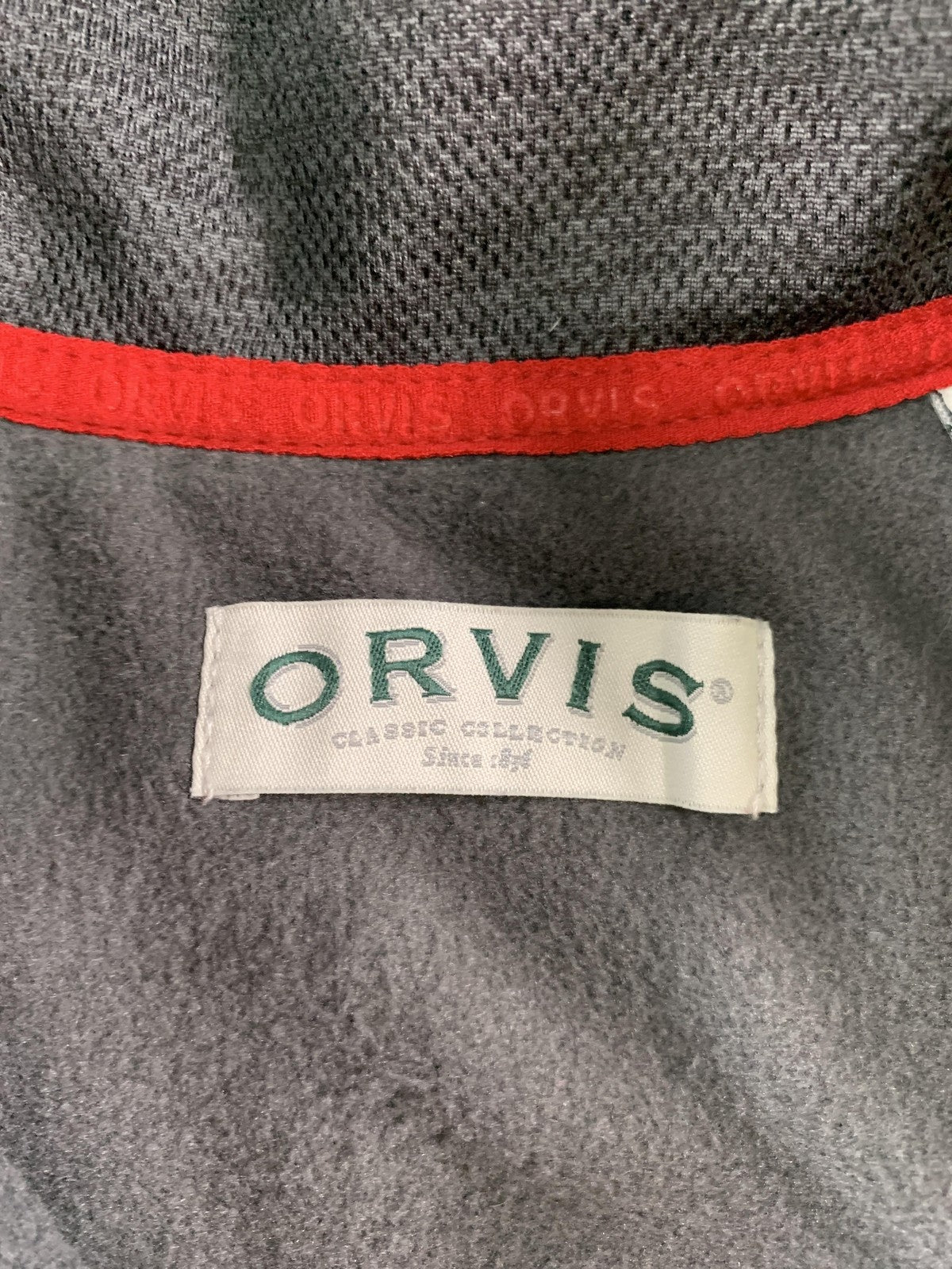 Orvis Jacket Mens Medium Gray Black Full Zip Performance Outdoor Layering Fleece