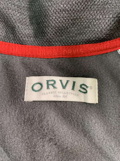 Orvis Jacket Mens Medium Gray Black Full Zip Performance Outdoor Layering Fleece