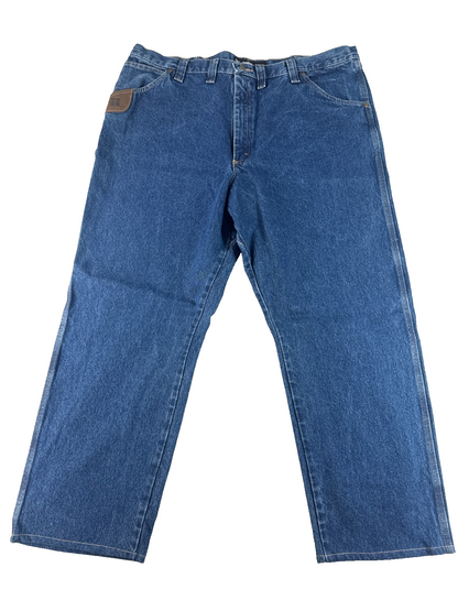 Wrangler Riggs Workwear Jeans Men 44x32 Carpenter Relaxed Fit Blue Denim