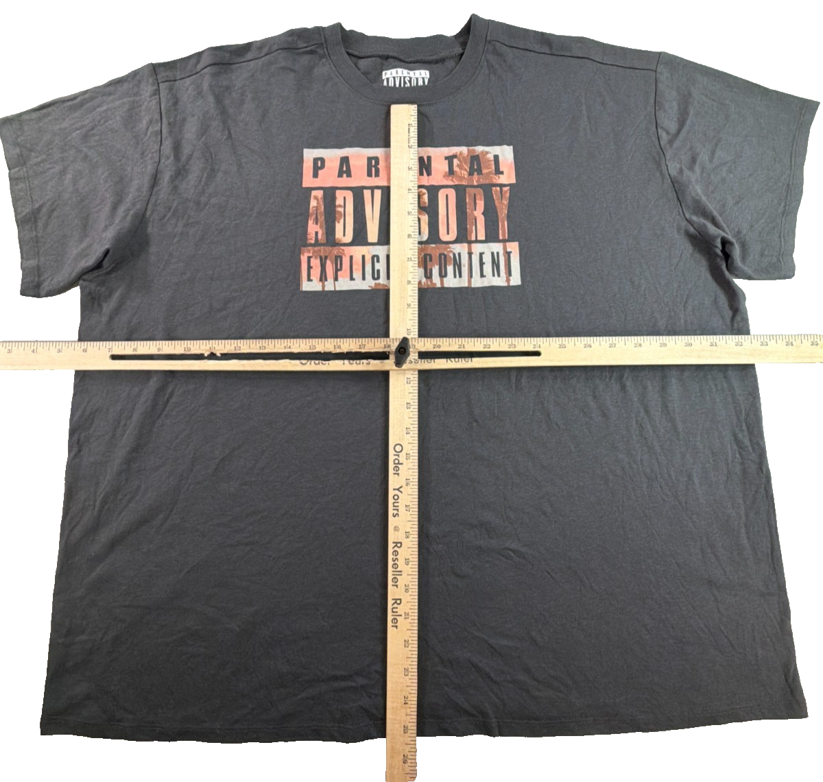 Parental Advisory Explicit Content Mens 2XL Black Palm Tree Graphic Tee Shirt