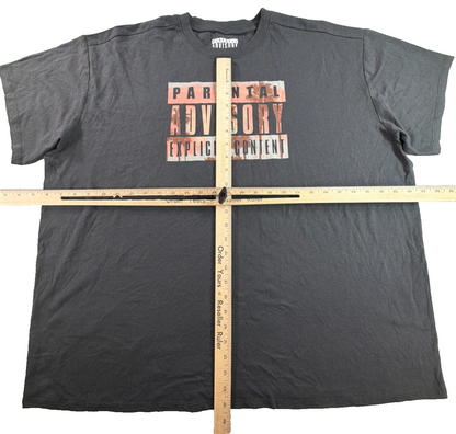 Parental Advisory Explicit Content Mens 2XL Black Palm Tree Graphic Tee Shirt