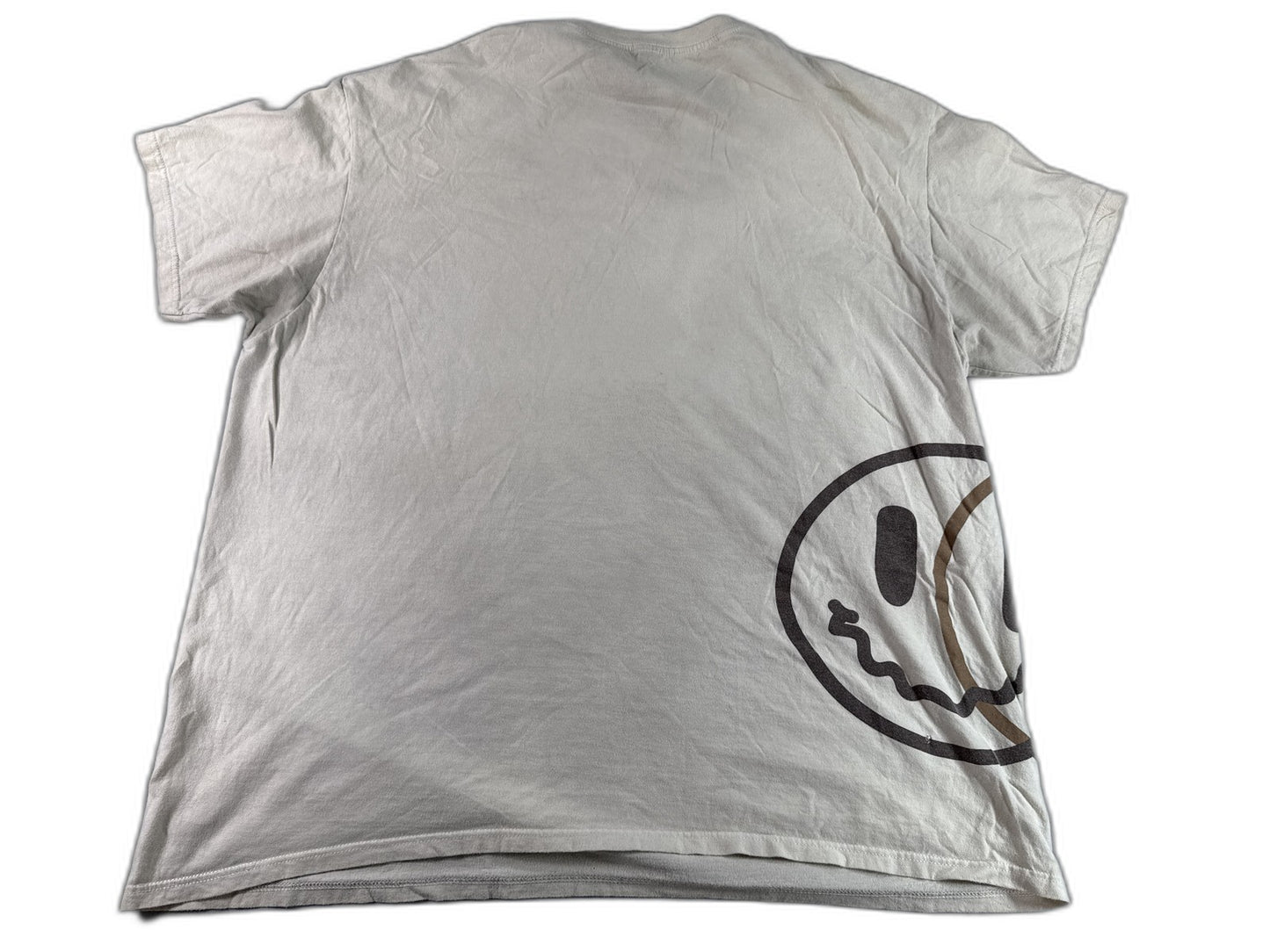 Eighty Eight Brand Smile Face Graphic Tee Streetwear 2XL Beige 100% Cotton