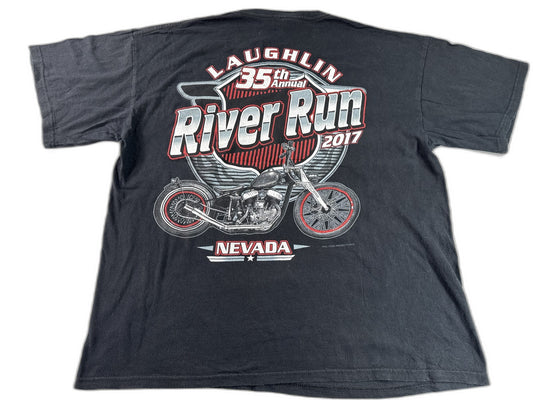 Keya Laughlin River Run Motorcycle Tee XL Black Cotton Graphic Crewneck Men
