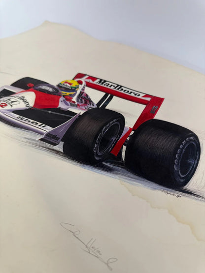 Ayrton Senna McLaren Print Cademartori Signed Ltd 72 500 F1 Racing Art Vintage