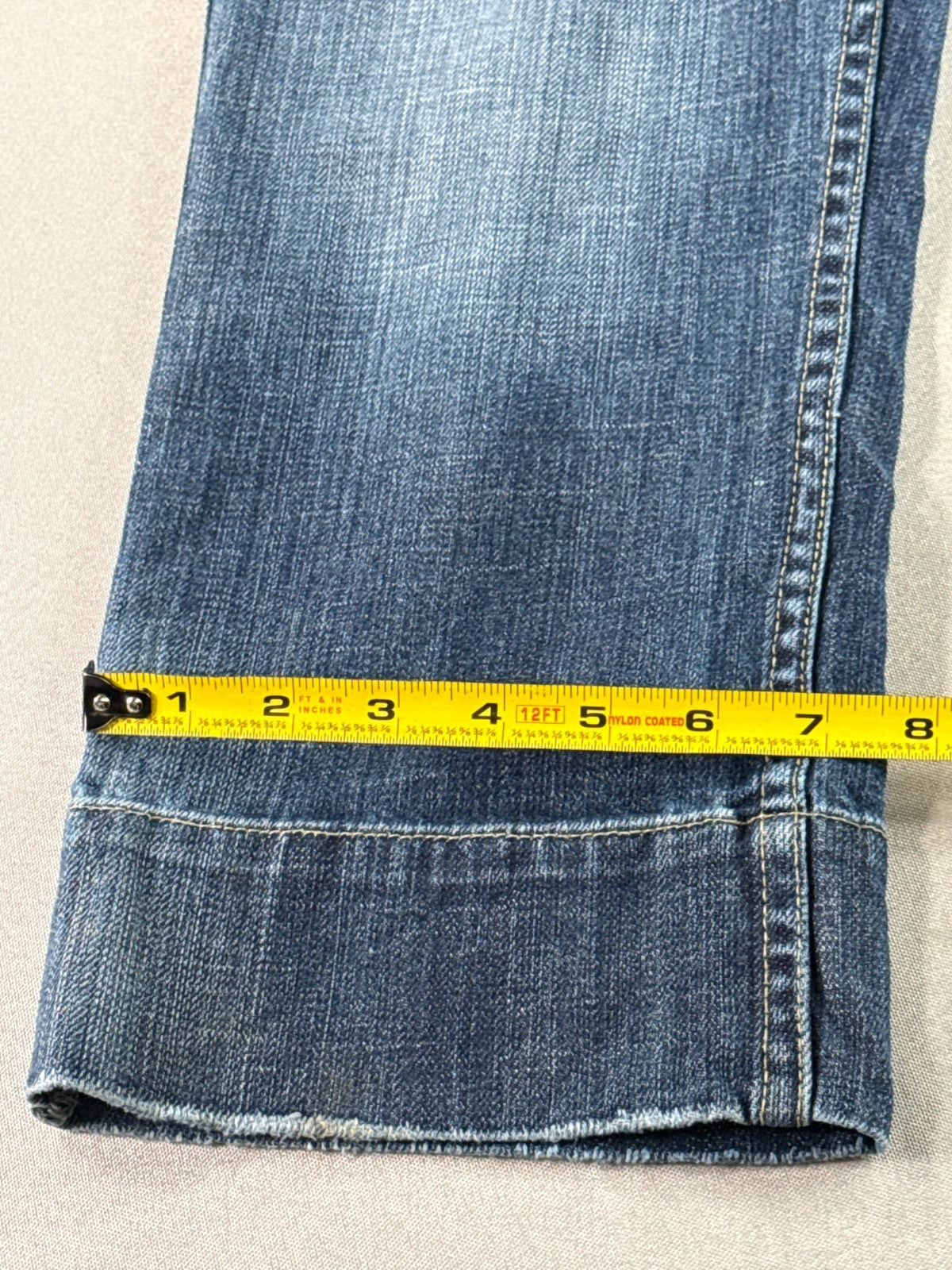 X2 Womens Capri Jeans Size 12 Blue Denim Stretch Bling Pocket Cropped Pants