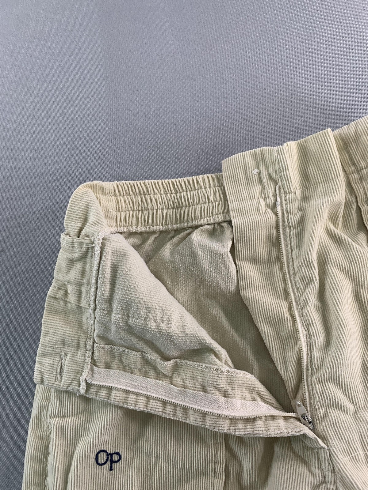 Ocean Pacific Pants Youth 7 Beige Corduroy Elastic Waist Zip Fly OP Sunwear Red