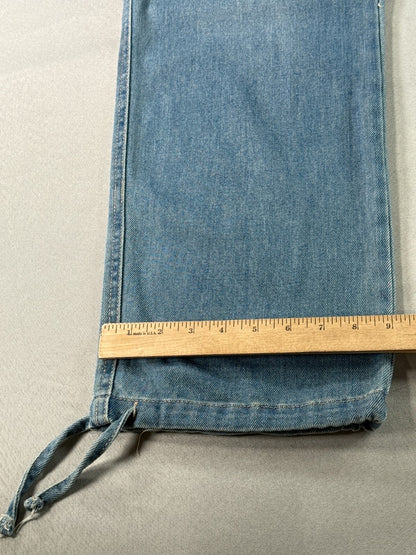 No Boundaries Cargo Jeans Womens S 4-6 Light Wash Wide Leg Drawstring Denim