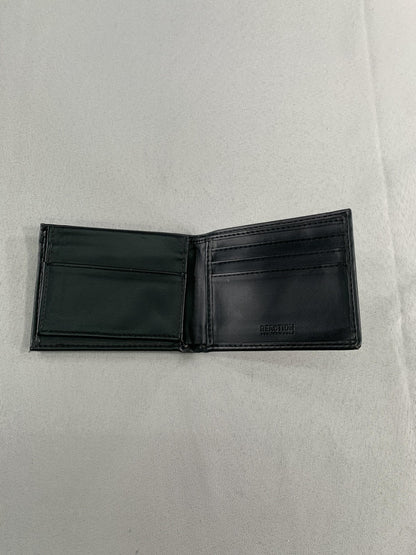 Kenneth Cole Reaction Wallet Mens Black Bifold ID Window NYC Embossed Card Slots