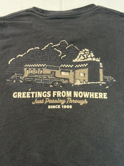 Vans Mens L Black Greetings From Nowhere Just Passing Through 1966 Graphic Tee