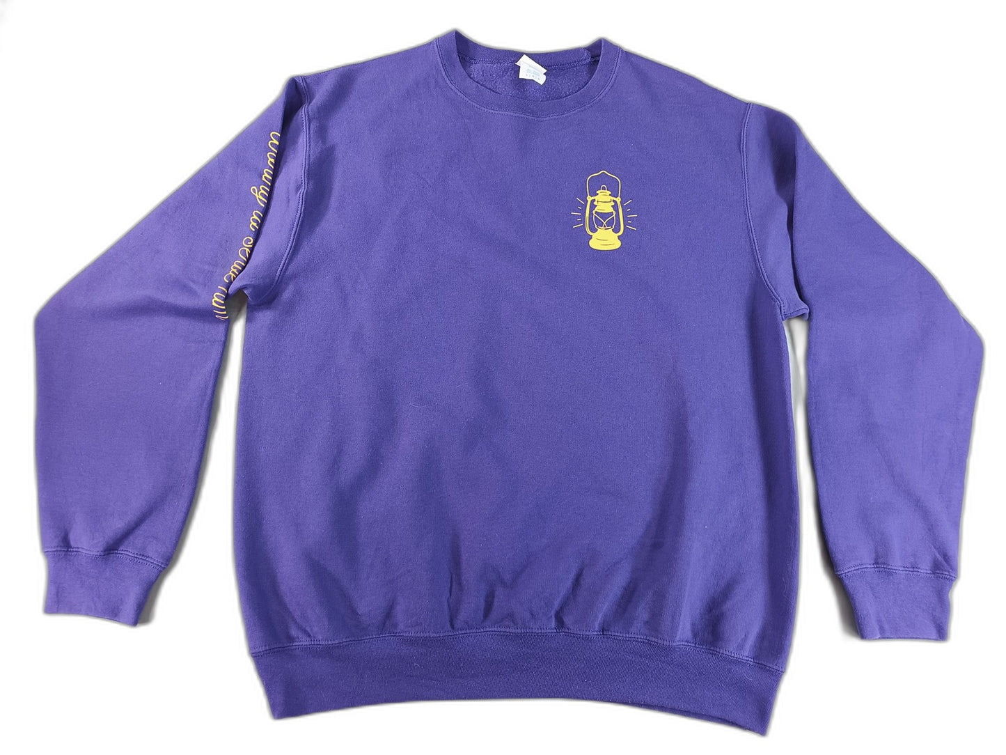 Port Company Lantern Graphic Sweatshirt L Purple Cotton Polyester Crewneck Long