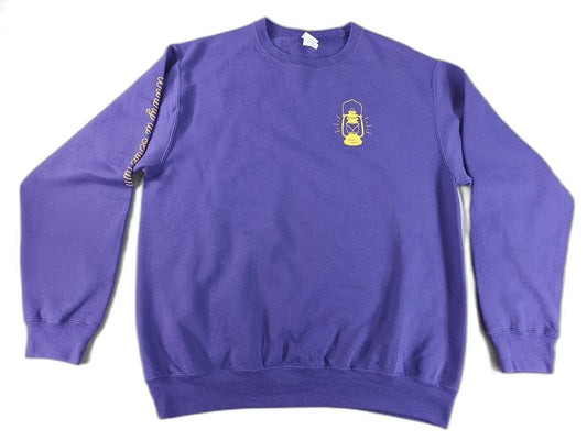 Port Company Lantern Graphic Sweatshirt L Purple Cotton Polyester Crewneck Long