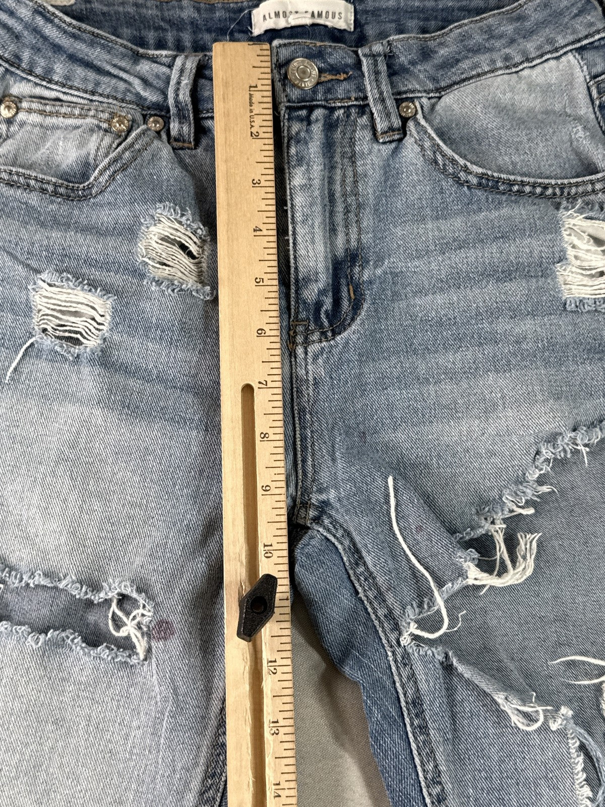 ALMOST FAMOUS Light Distressed Skinny Jeans Womens 1 Blue Stretch Cotton Blend