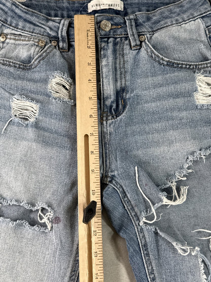 ALMOST FAMOUS Light Distressed Skinny Jeans Womens 1 Blue Stretch Cotton Blend