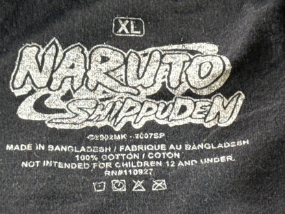 Naruto Shippuden Graphic Tee Mens XL Black Cotton Distressed Short Sleeve