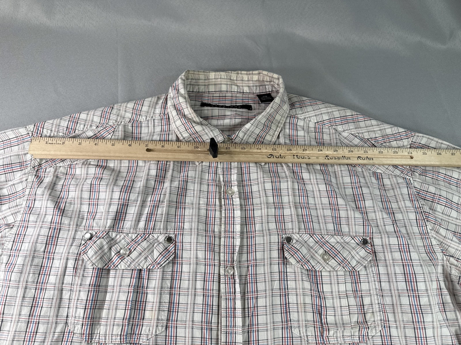 SEAN JOHN Plaid Short Sleeve Button Up Shirt Mens 4XB Multicolored 100% Cotton
