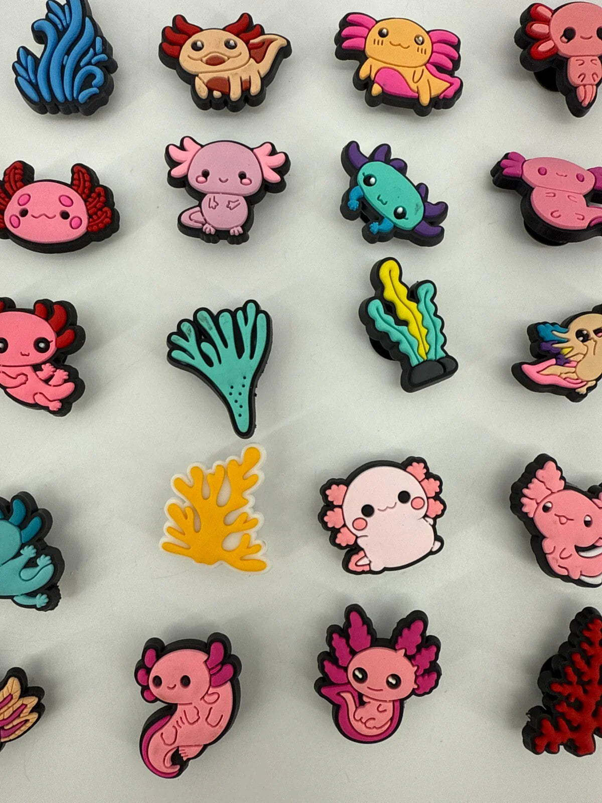 20PC Axolotl Shoe Charms Set Cute Cartoon Sea Creatures Fits Crocs Water Shoes