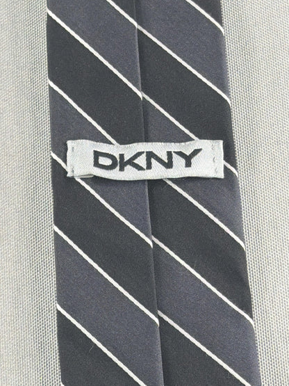 DKNY Necktie Mens One Size Blue Striped Skinny Woven Pointed Dress Business Red