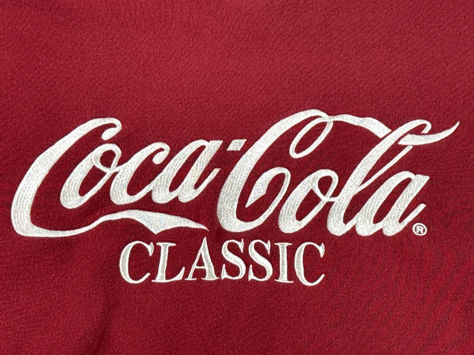 Coca Cola Sweatshirt Large Red Cotton Logo Rugby Collar Vintage Classic
