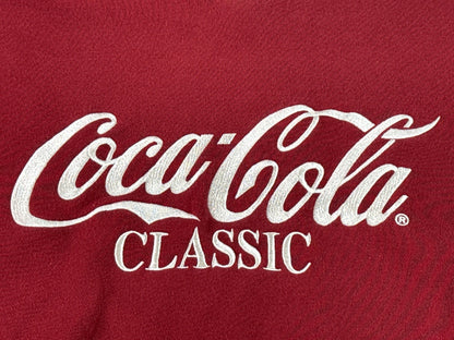 Coca Cola Sweatshirt Large Red Cotton Logo Rugby Collar Vintage Classic
