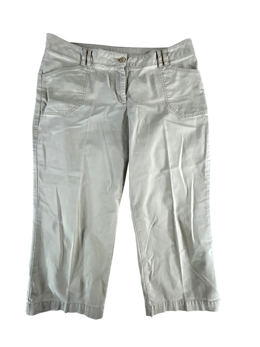 French Laundry Sport Pants Womens 12P Beige Cropped Stretch Casual Capri Cotton