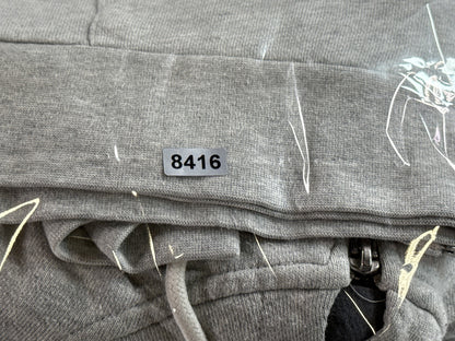 H&M Hoodie S Gray Cotton Blend Long Sleeve Drawstring Hood Regular Fit Slim
