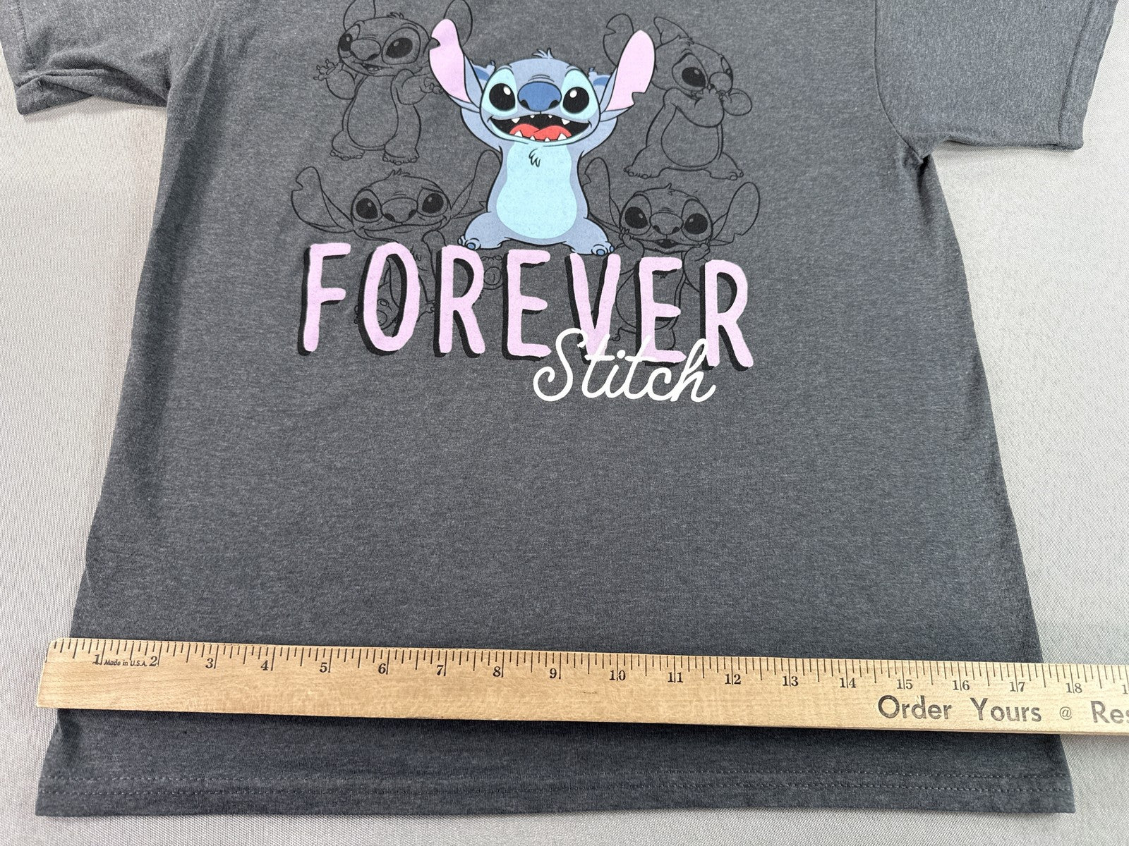 Stitch Graphic Tee L/G (12/14) Gray Crewneck Short Sleeve Cotton Polyester