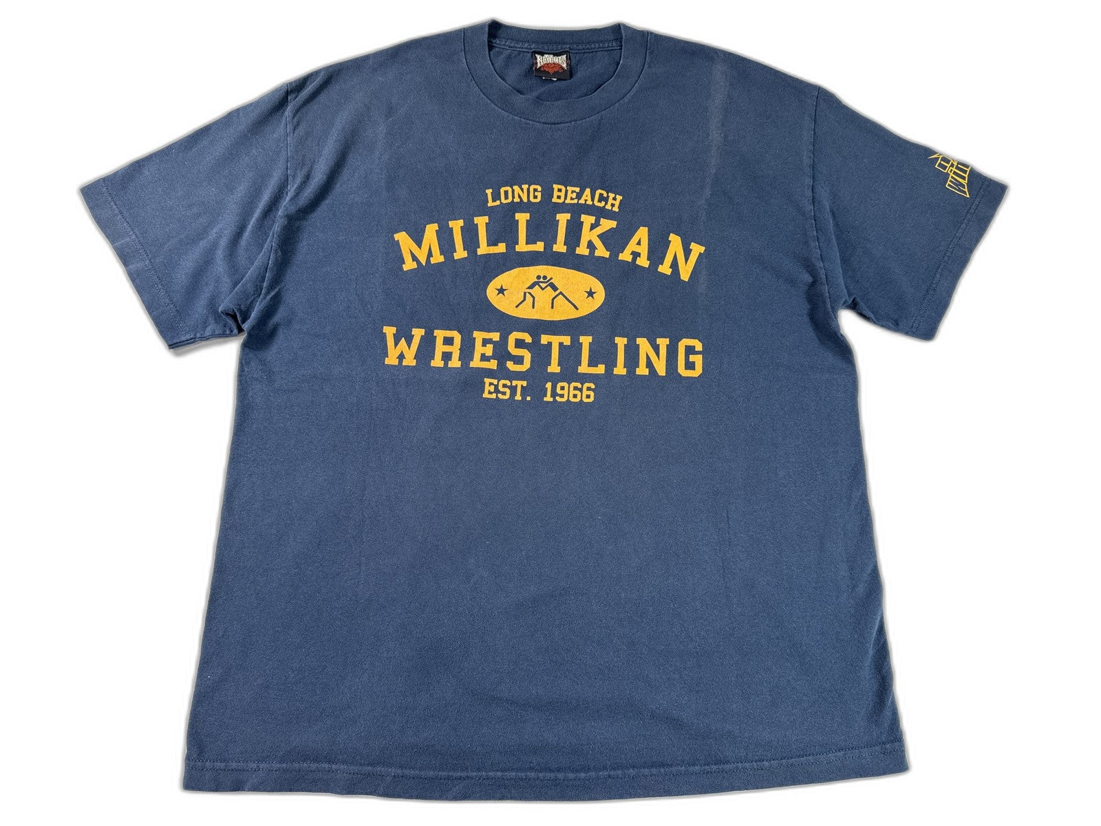 Rothco Millikan Wrestling Graphic Tee Blue Cotton Short Sleeve Crewneck