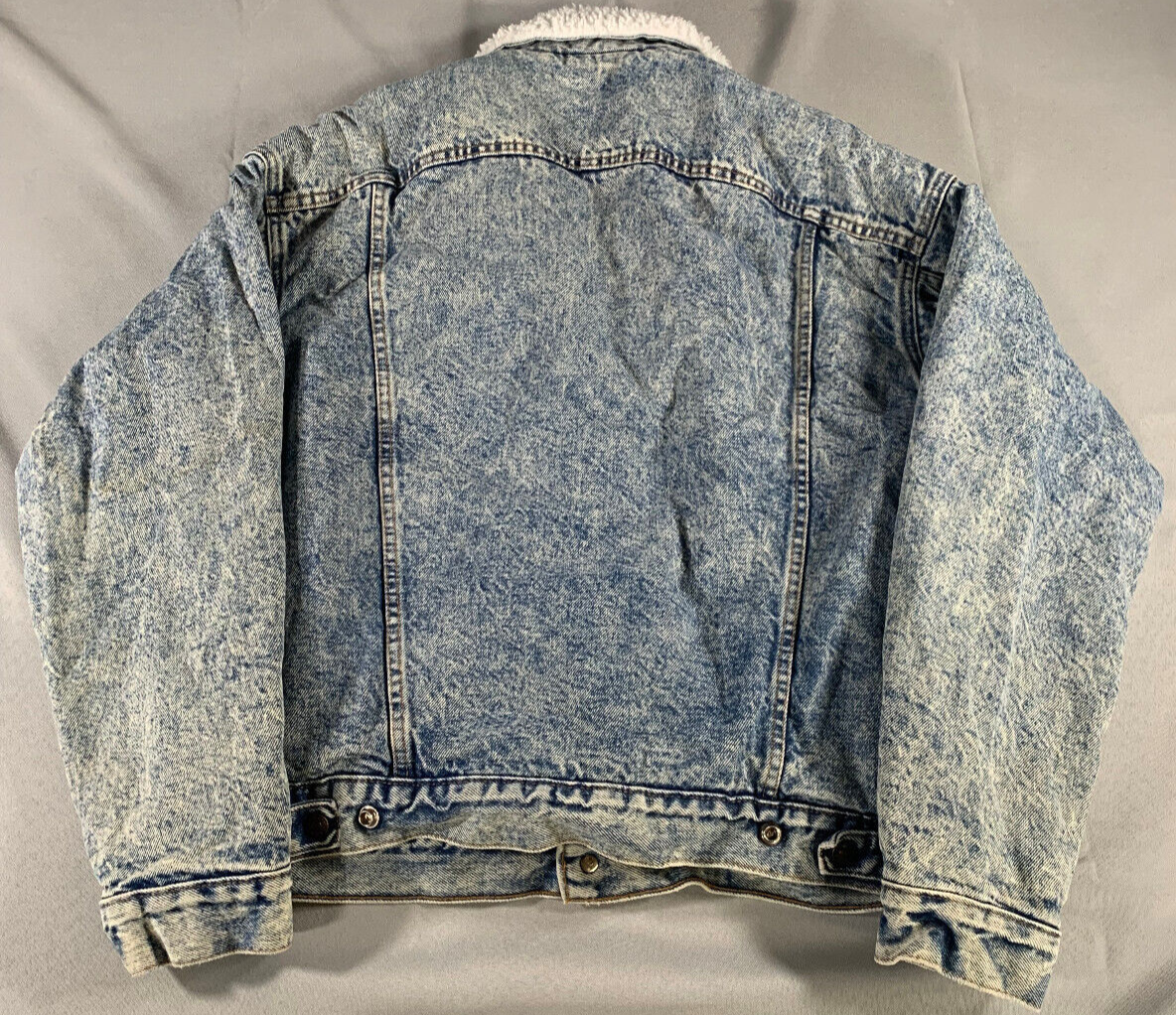 Levi’s Acid Wash Sherpa Lined Trucker Jacket USA 70609-0219 Denim Type 3 80s L