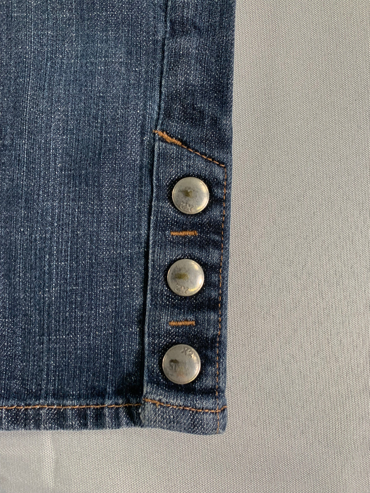Vintage X2 Jeans Size 0 Y2K Made in Hong Kong Button Hem Mid Rise Denim Apparel