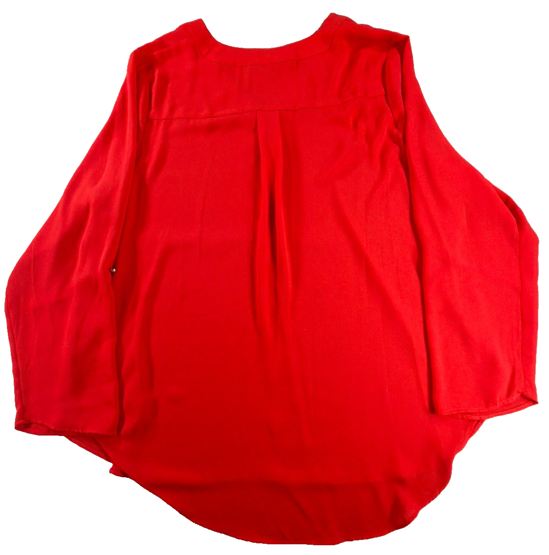 Apt 9 Blouse Women XXL Coral Red Orange V Neck Keyhole Long Sleeve Chiffon Top