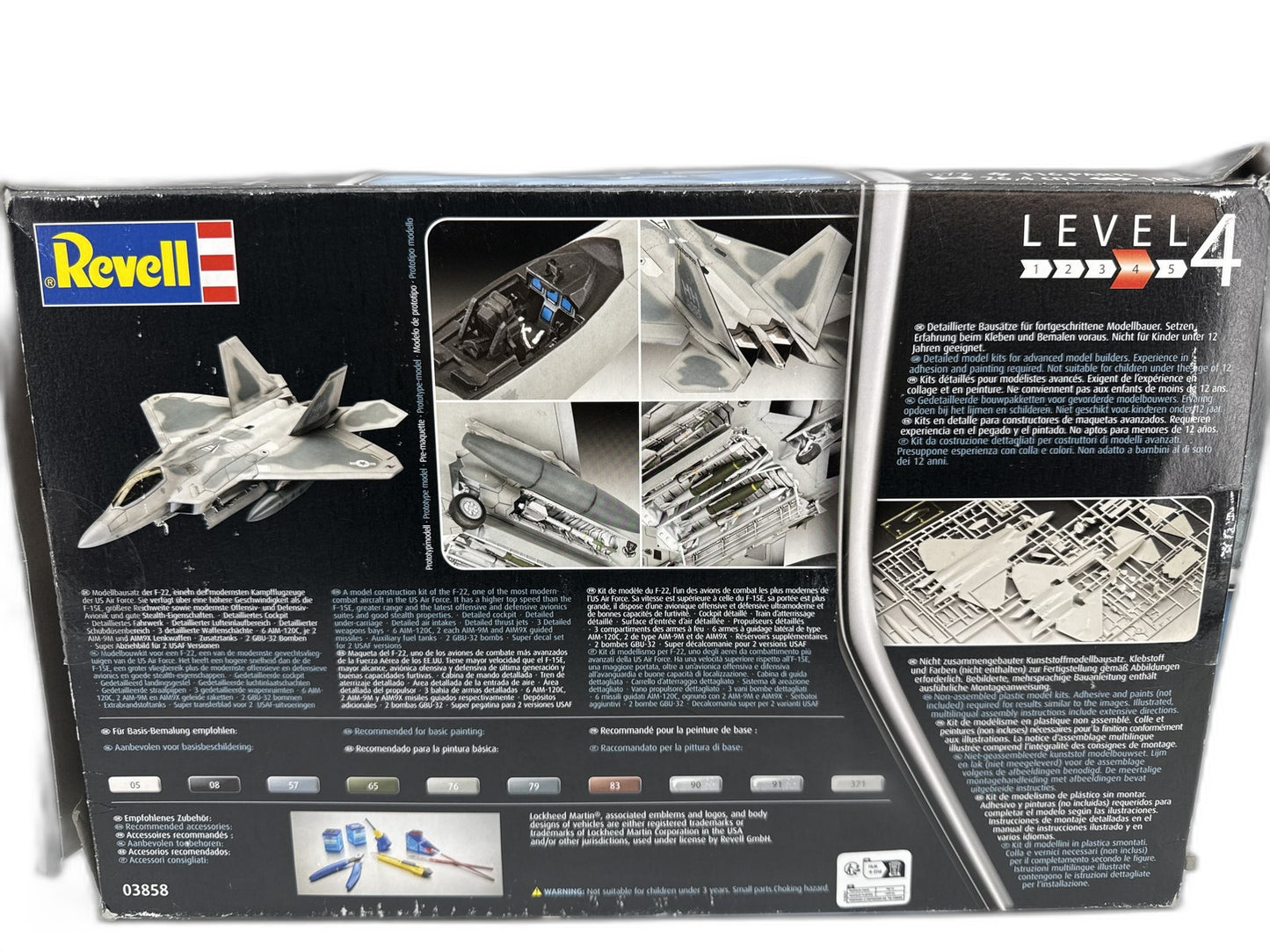 Revell F 22A Raptor 1:72 Scale Plastic Model Kit Unassembled
