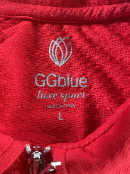 GGblue Luxe Sport Polo Shirt Womens Large Red Quarter Zip Performance Golf Top