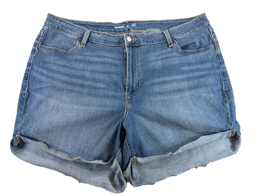Old Navy Jean Shorts Womens 22 Denim High Rise Wow Rolled Hem Blue Medium Wash