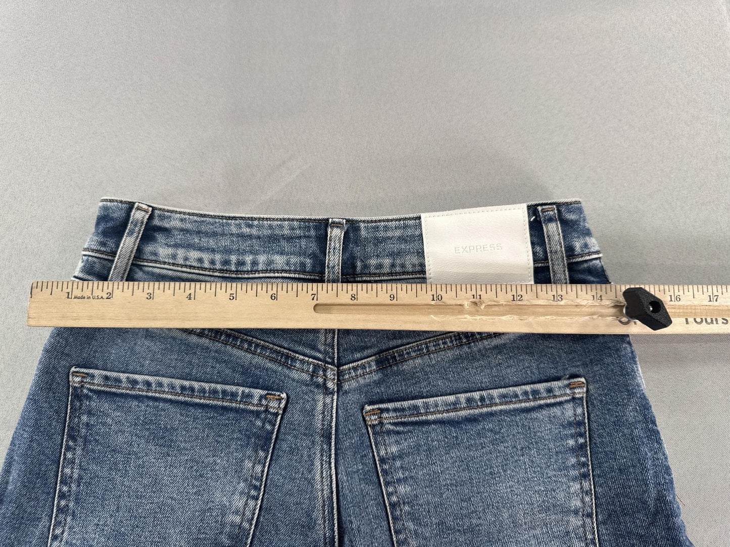 Express Womens Jeans Size 0 Short Blue High Rise Relaxed Straight Distressed 13