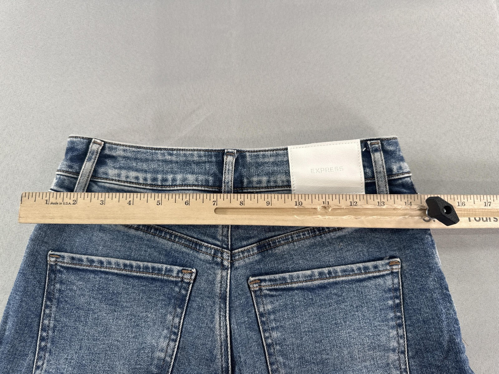 Express Womens Jeans Size 0 Short Blue High Rise Relaxed Straight Distressed 13