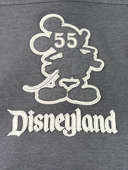 Disney Parks Mickey Mouse Hoodie L Gray Cotton Polyester Fleece Lined Zip Up Red